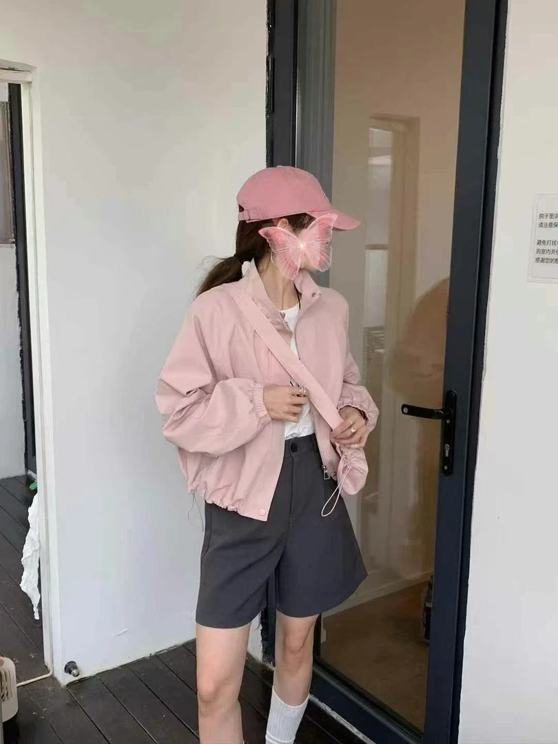 2025春季新款韩版时尚配包包宽松立领抽绳短款外套女休闲百搭上衣