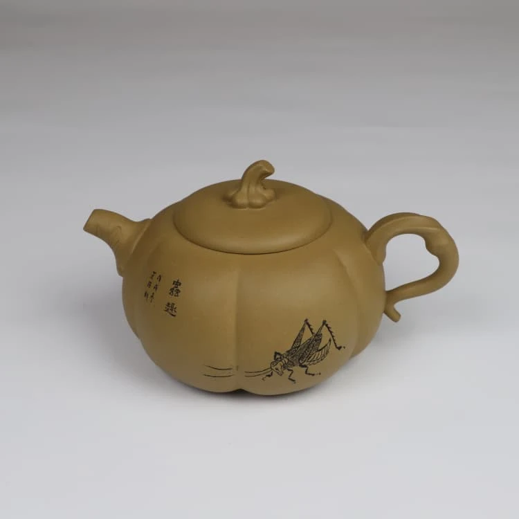 壶楼古居+南瓜壶+400CC+黄龙山原矿段泥+半手工制+神飚紫砂艺术馆