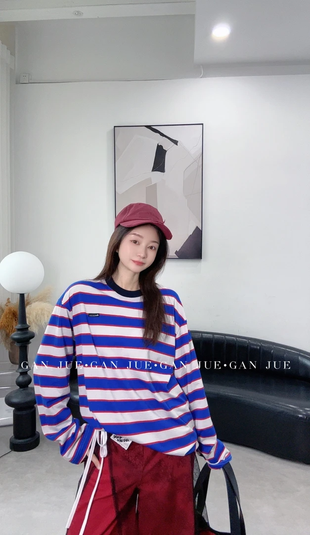 OZE 设计师品牌女装  长款 条纹 T恤 ganjue买手店
