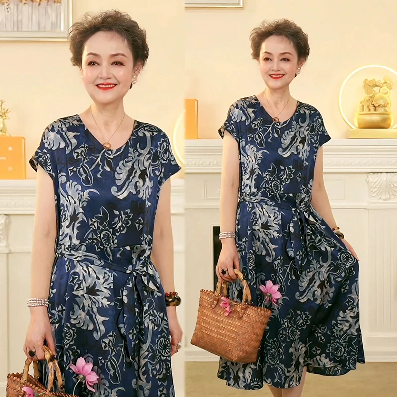 夏季中式连衣裙高贵新款妈妈装气质阔太太中老年人女装夏国风