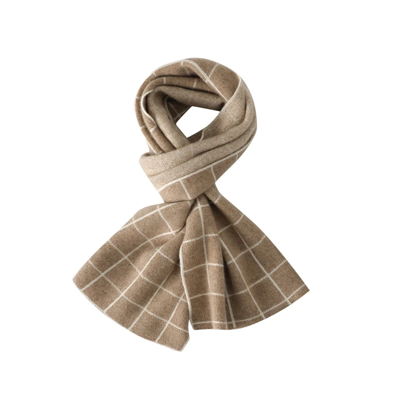 100%山羊绒欧美风百搭保暖成人格子女围巾男士格纹冬季RY260D2315