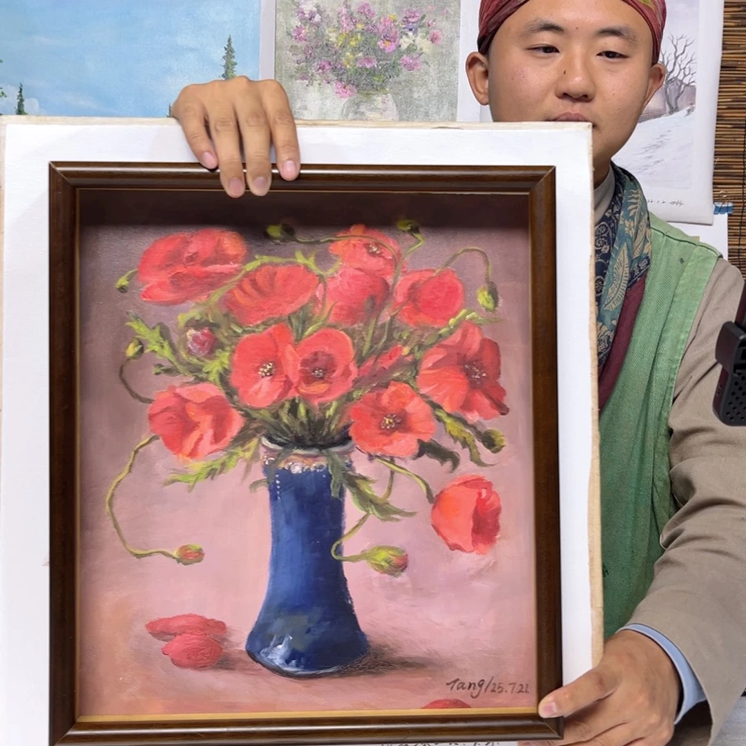 油画行路人小院绘画作品竞拍