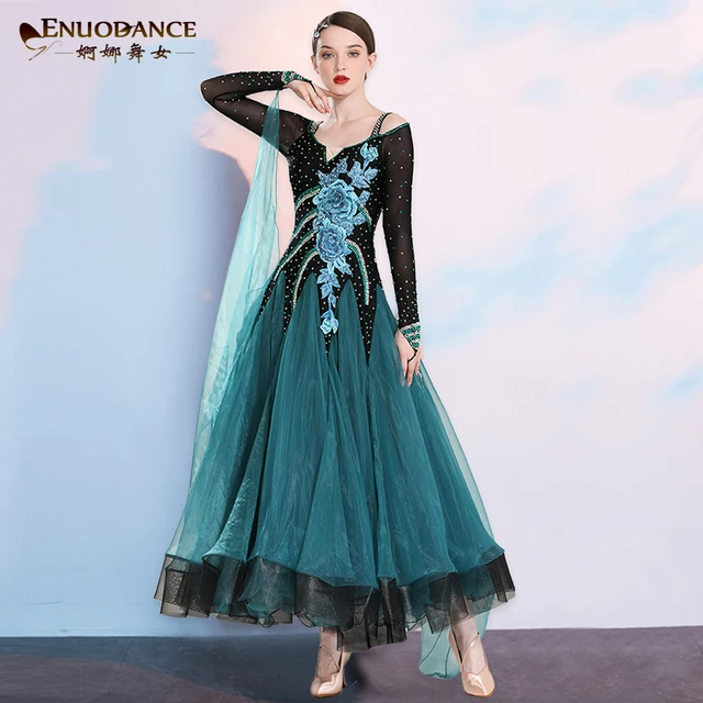 婀娜舞女 高档摩登舞裙新款国标舞洋装华尔兹社交舞舞蹈大摆裙