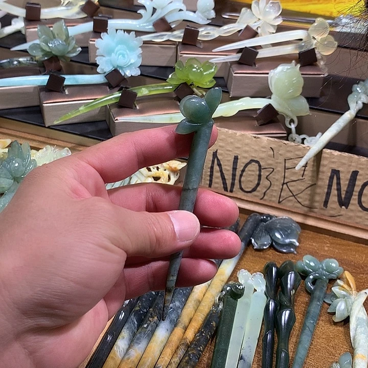 蛇纹石玉合金发饰