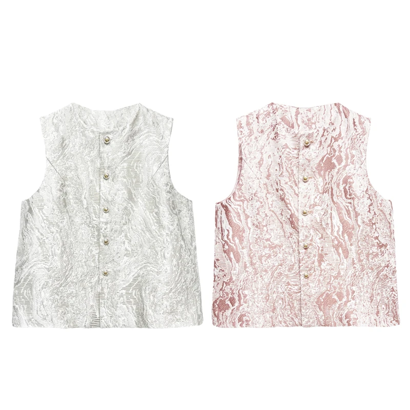 【橙庐】509100原创新中式千山万壑高定提花马甲 女款气质国风马夹