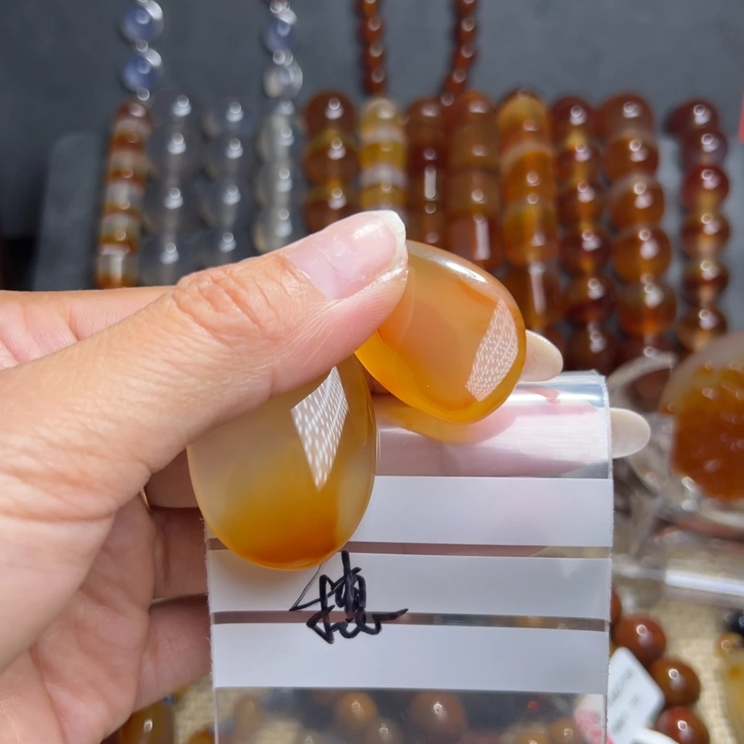 玛瑙/玉髓颈饰合金子**清6