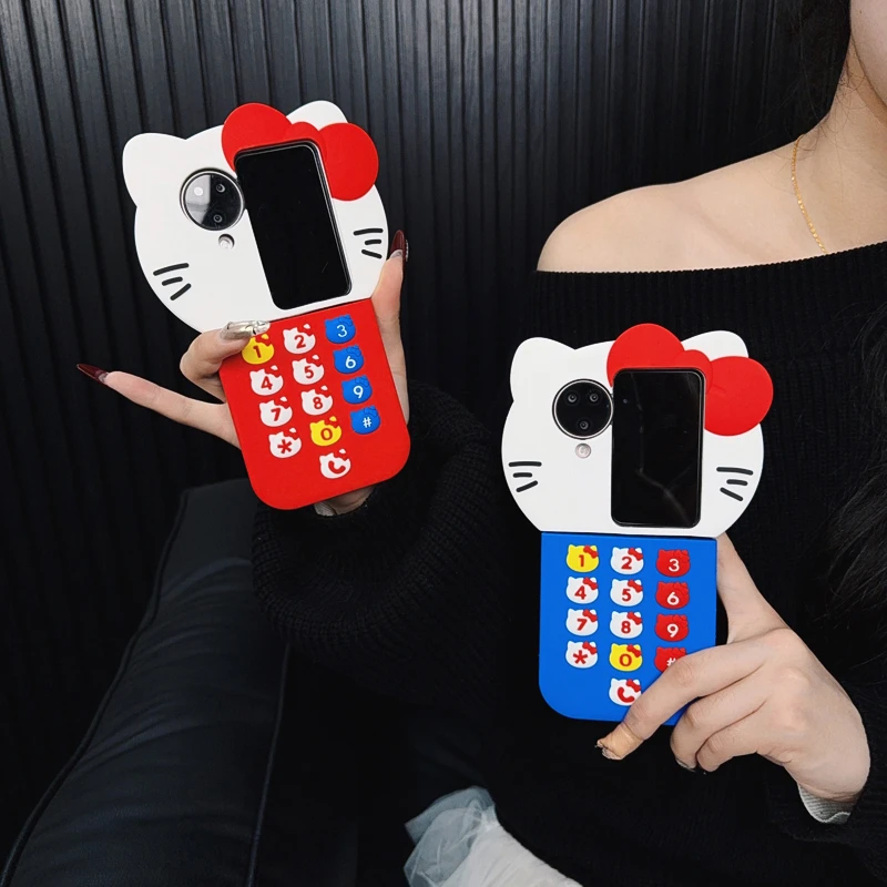 适用oppofindn3flip手机壳新款n3flip套oppo立体蝴蝶结kt猫创意女