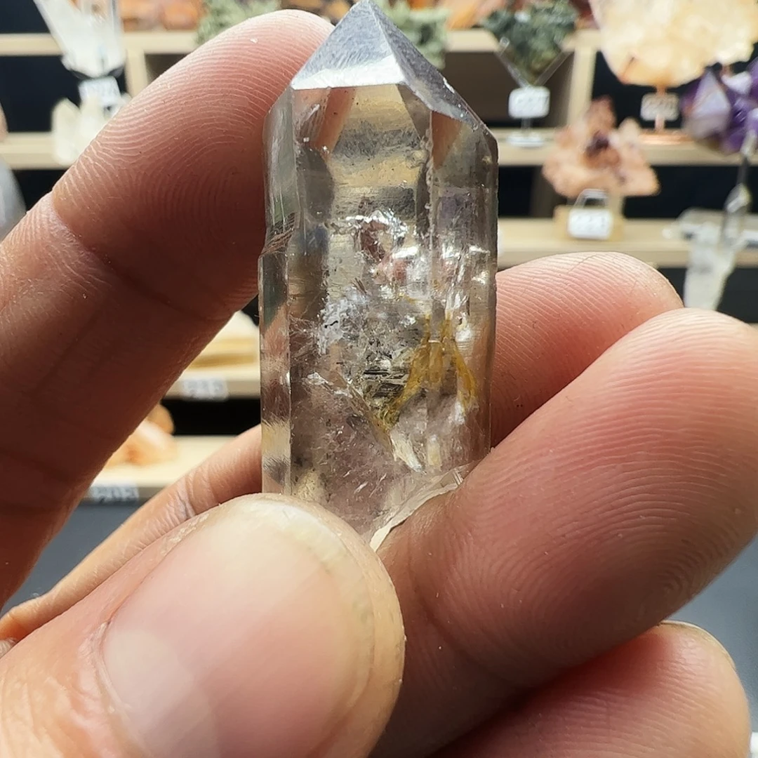 沉***思石闪灵水晶原石摆件，