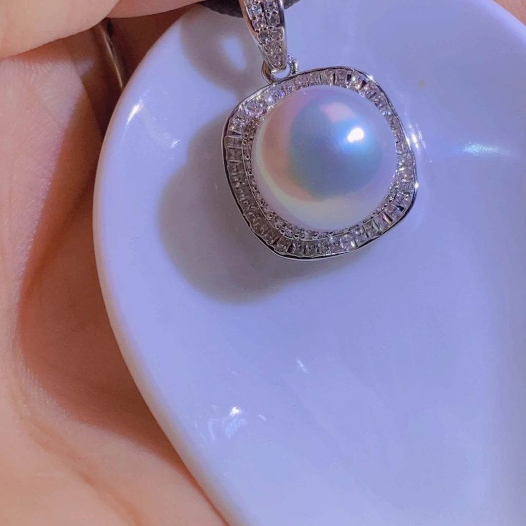 银S925镶嵌淡水珍珠微瑕