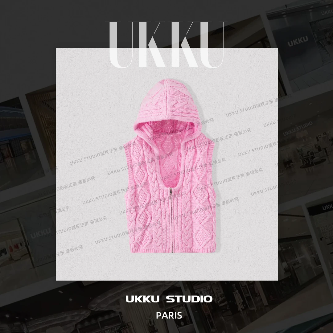 秀秀【UKKUSTUDIO】秋冬时尚毛衣秋冬百搭针织衫拉链开衫213020