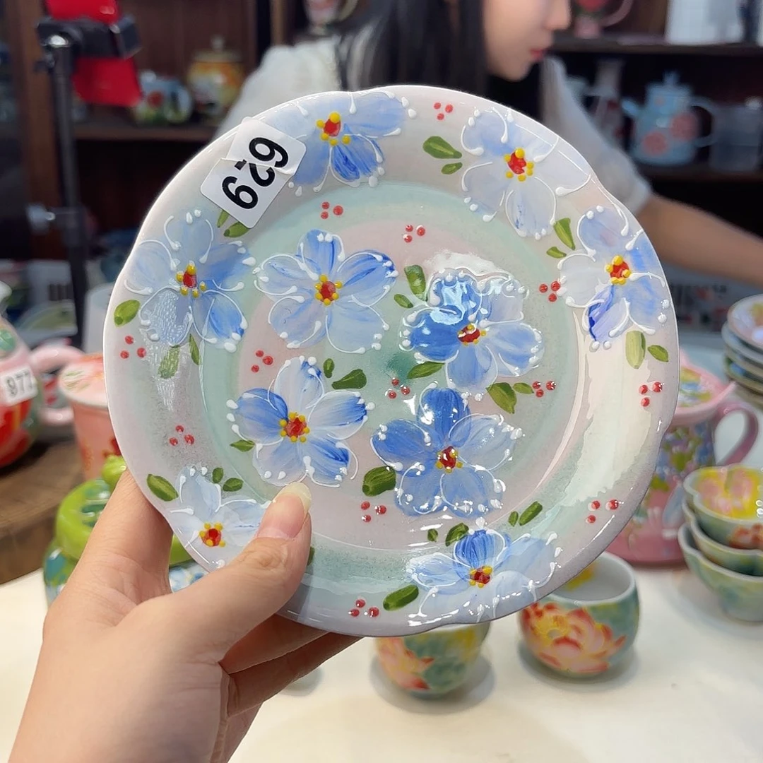 瓷片景德镇手绘高温釉下彩陶瓷茶具