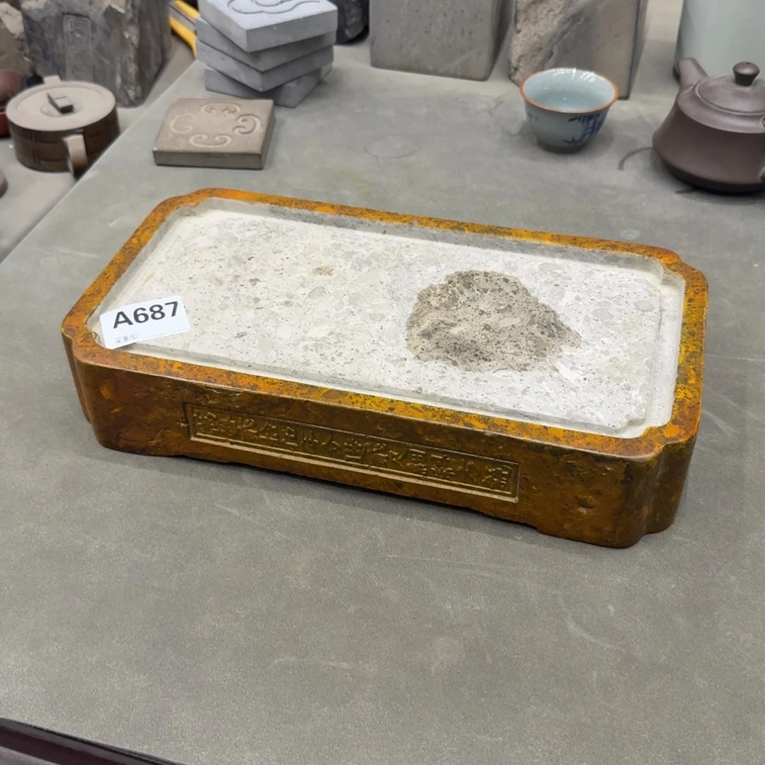 砖雕30-16 老料大漆蜗角茶盘 687号