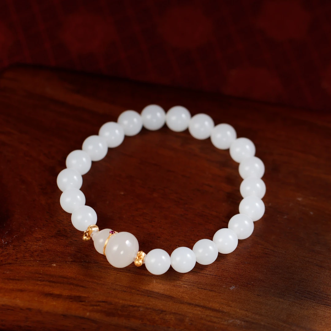 白玉世家若瑜/18K金白玉手串