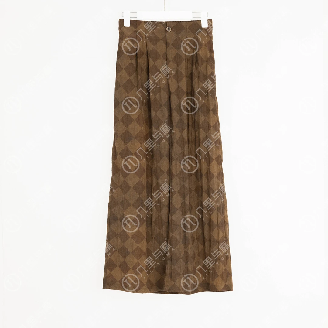 （几里与麻）琼珶-休闲时尚复古长款菱格直筒休闲裤 裤长98 1072542