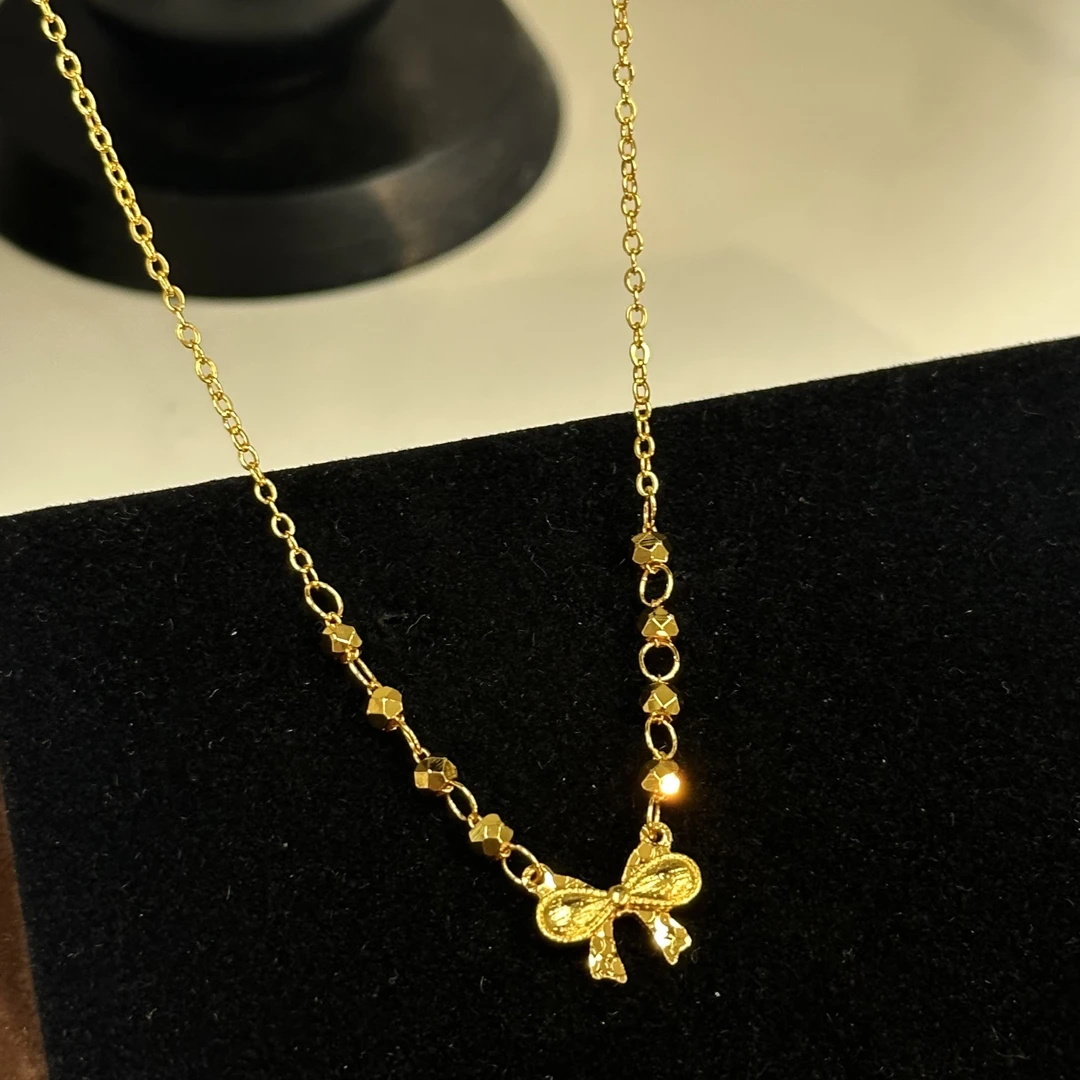 铜合金项链  爆闪珠碎冰冰蝴蝶结项链K66
