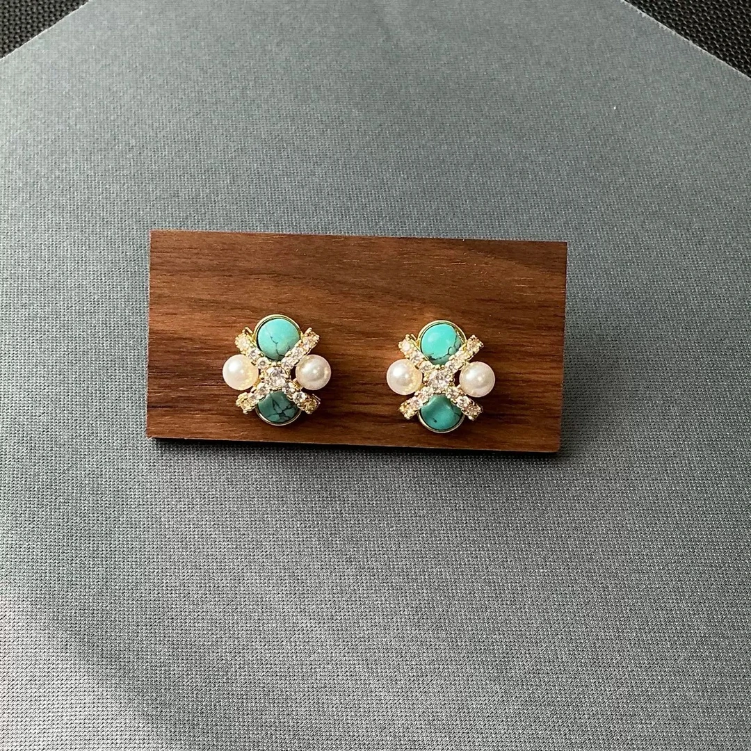 天然淡水珍珠耳饰- DSN设计师款复古耳钉（1241）