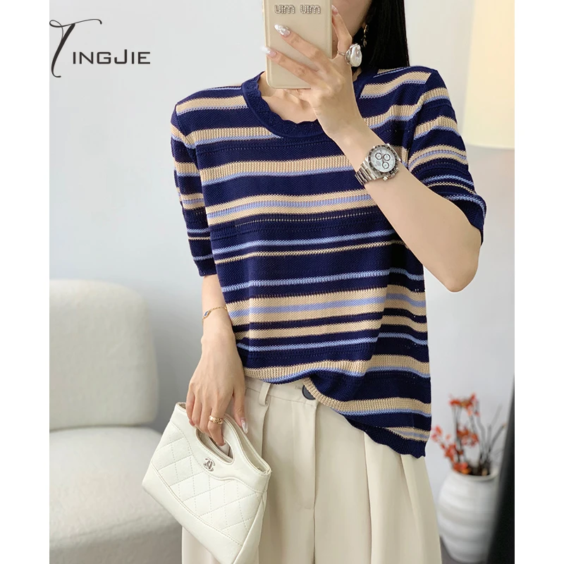 B029黛谷短袖上衣针织毛衣上衣女