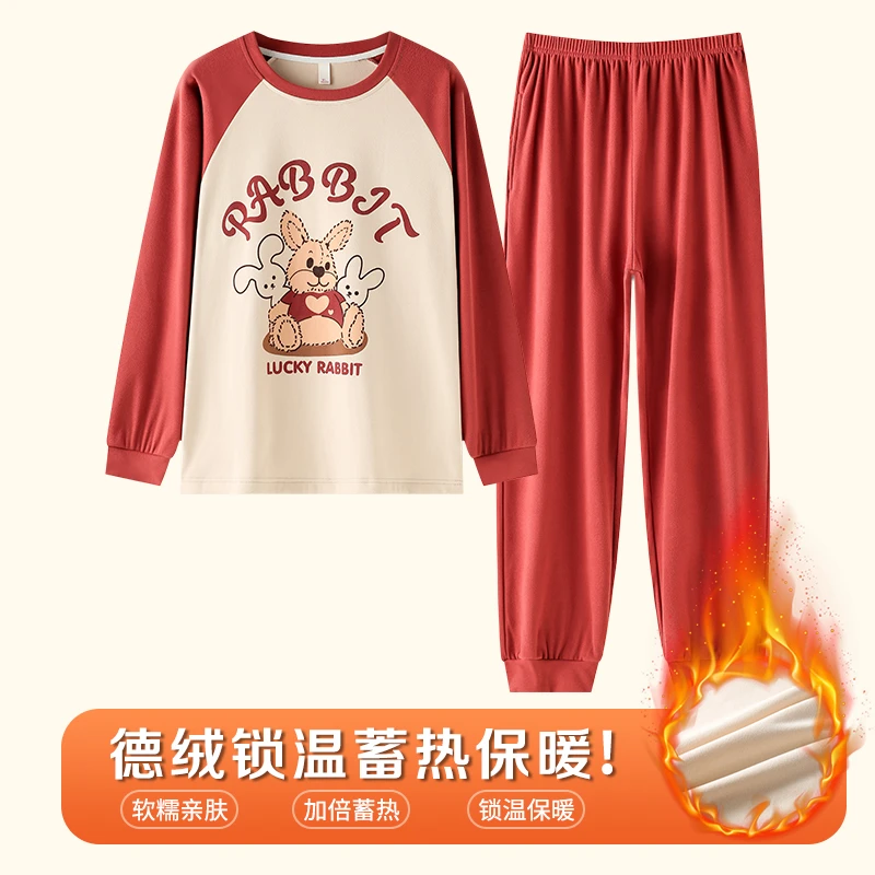 家居服宽松保暖学生套装家居服套装睡衣女长袖