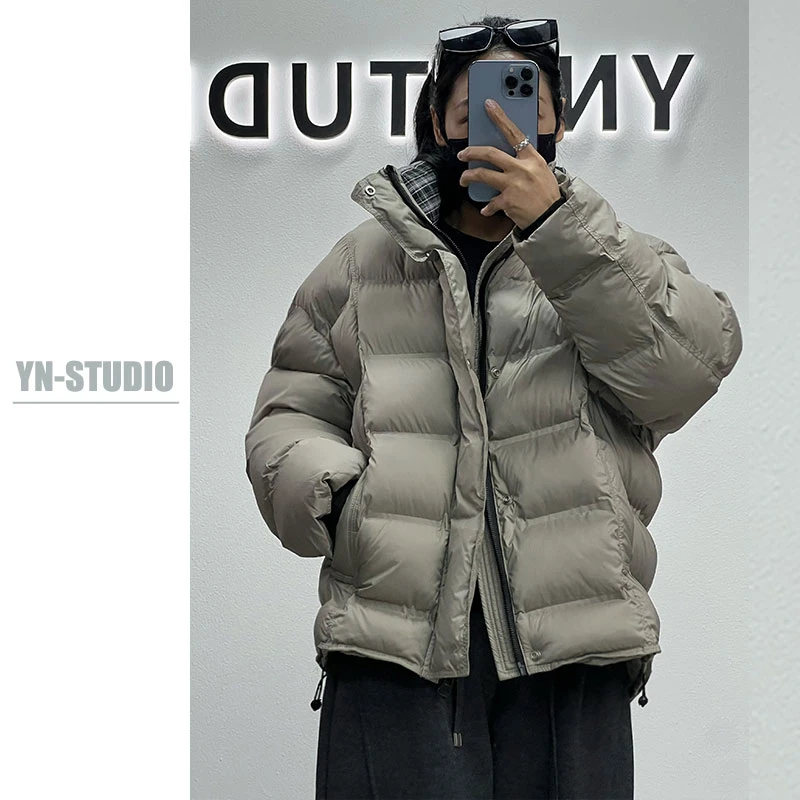 冬季情侣棉服外套 石墨烯排骨款加厚保暖男士宽松格子立领棉衣