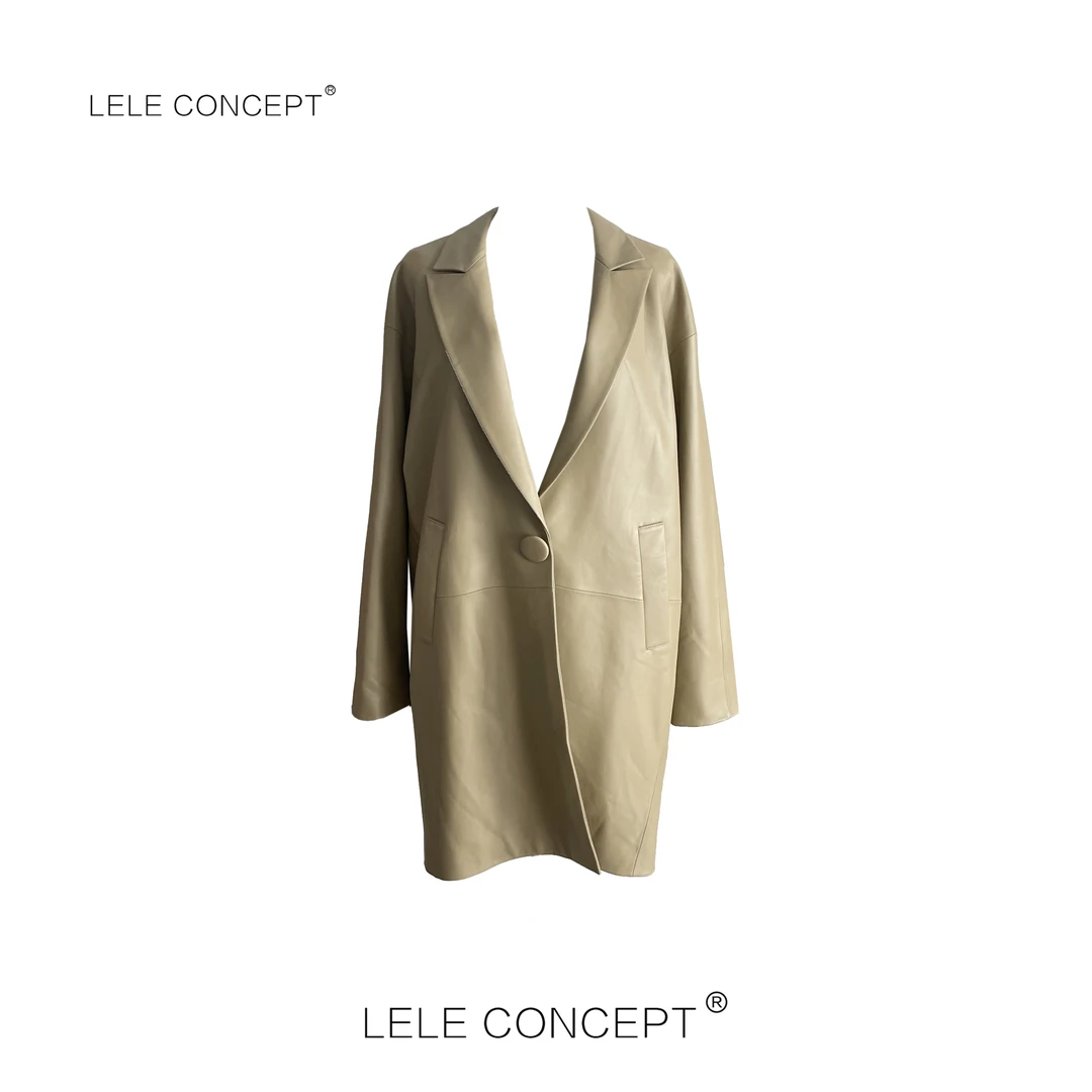 LELE CONCEPT丨静奢风气质单扣皮风衣FP25C0109Y