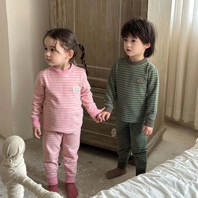 【10A抗菌蚕丝羊毛】儿童无骨保暖内衣套装男童女宝保暖德绒秋衣裤