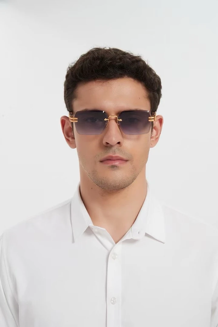 高级感偏光眼镜无框男士太阳镜驾驶镜