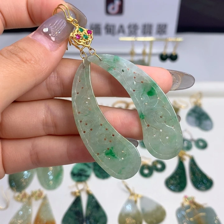 翡翠银S925镶嵌耳饰耳饰