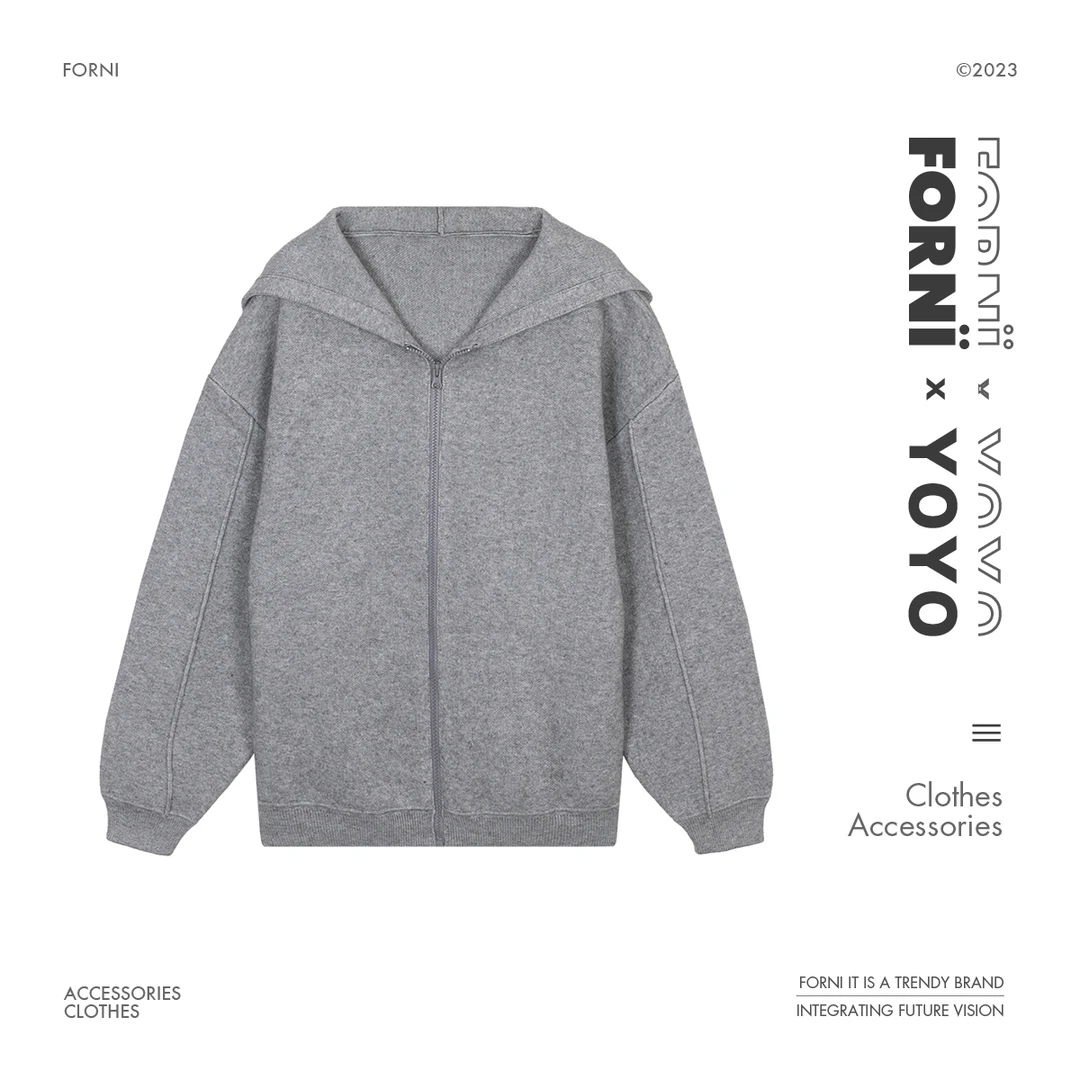 FORNI 加州女孩 银灰连帽针织外套
