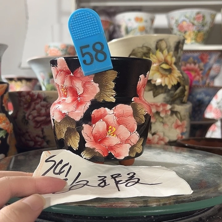 景德镇幸运花盆手绘韩式花盆