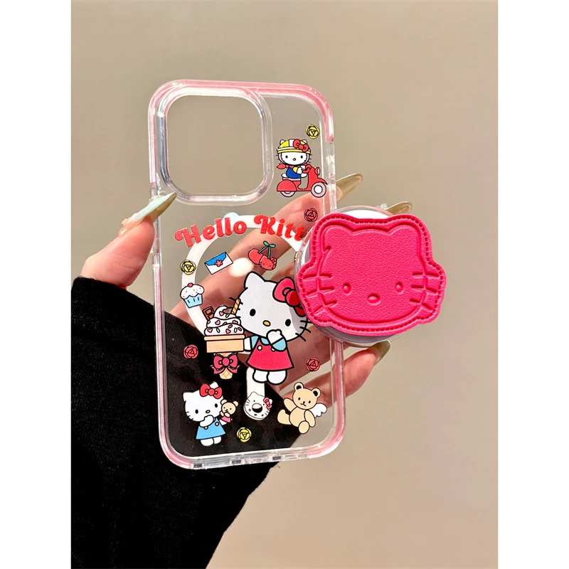 适用苹果iphone16promax皮纹猫咪15pro磁吸支架14可爱13ins手机壳