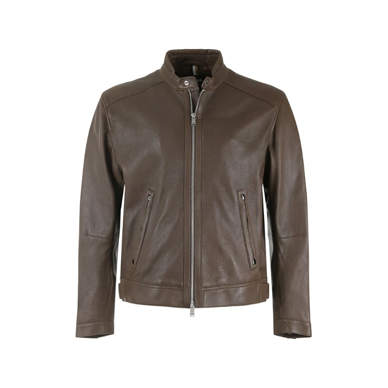 未使用 HugoBoss/雨果博斯 男士立领夹克皮衣上衣外套 50493935