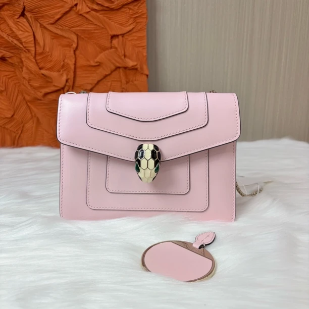 未使用 BVLGARI/宝格丽 粉色蛇头链条包/香菜奢品/