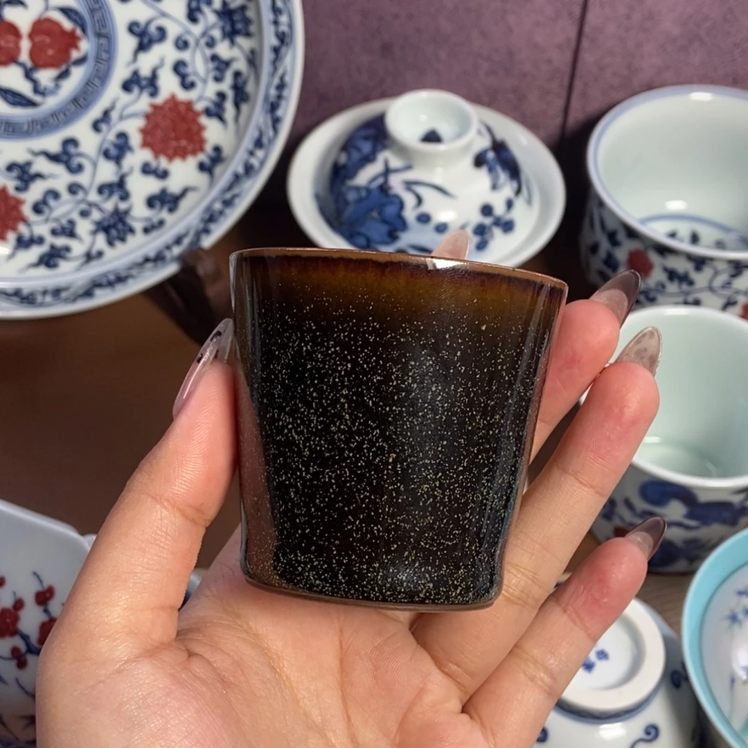 陶澄观柴窑茶叶末釉小可乐杯