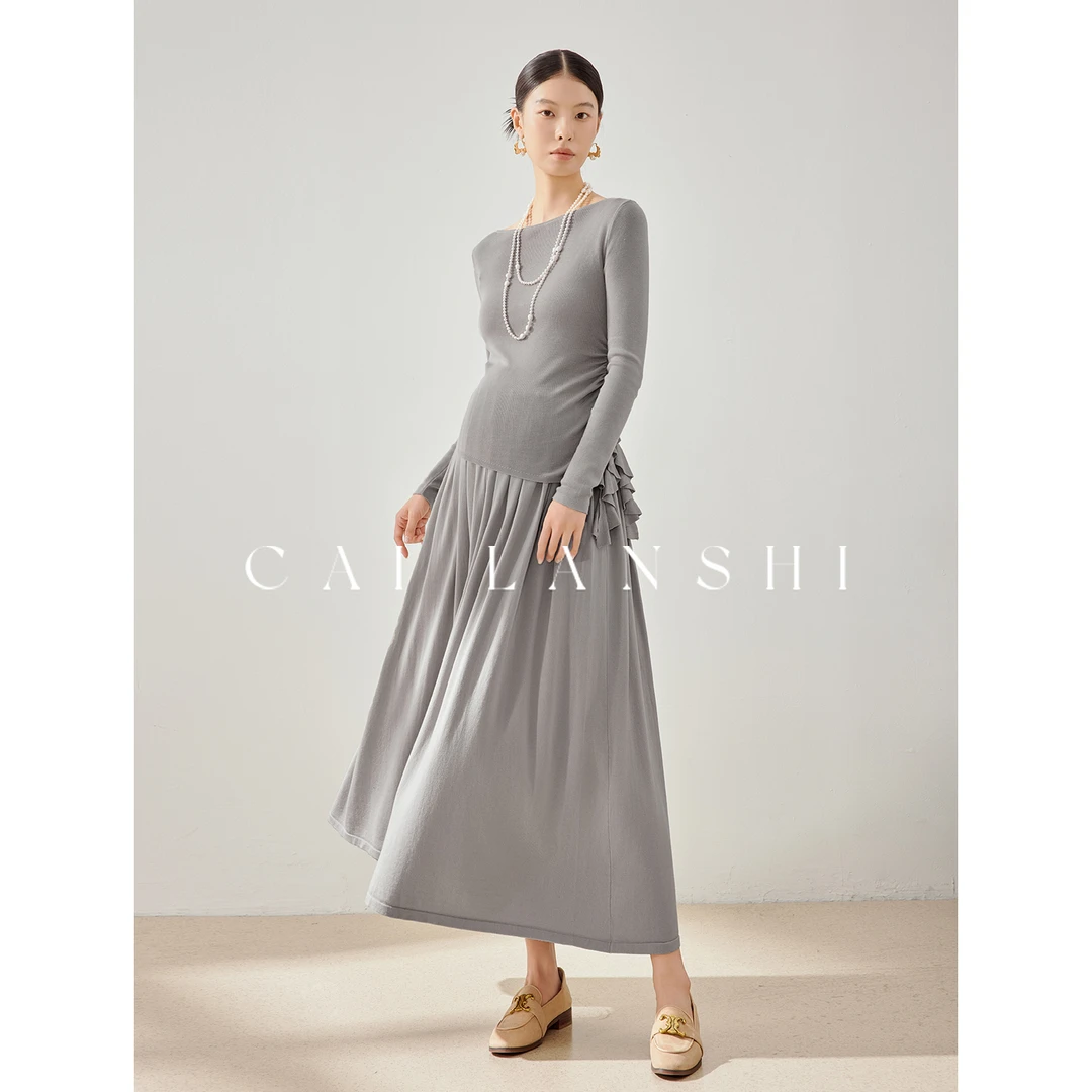 彩蓝诗孕妇装2025新款春秋两穿肩显瘦上衣宽松垂感裙套装50729