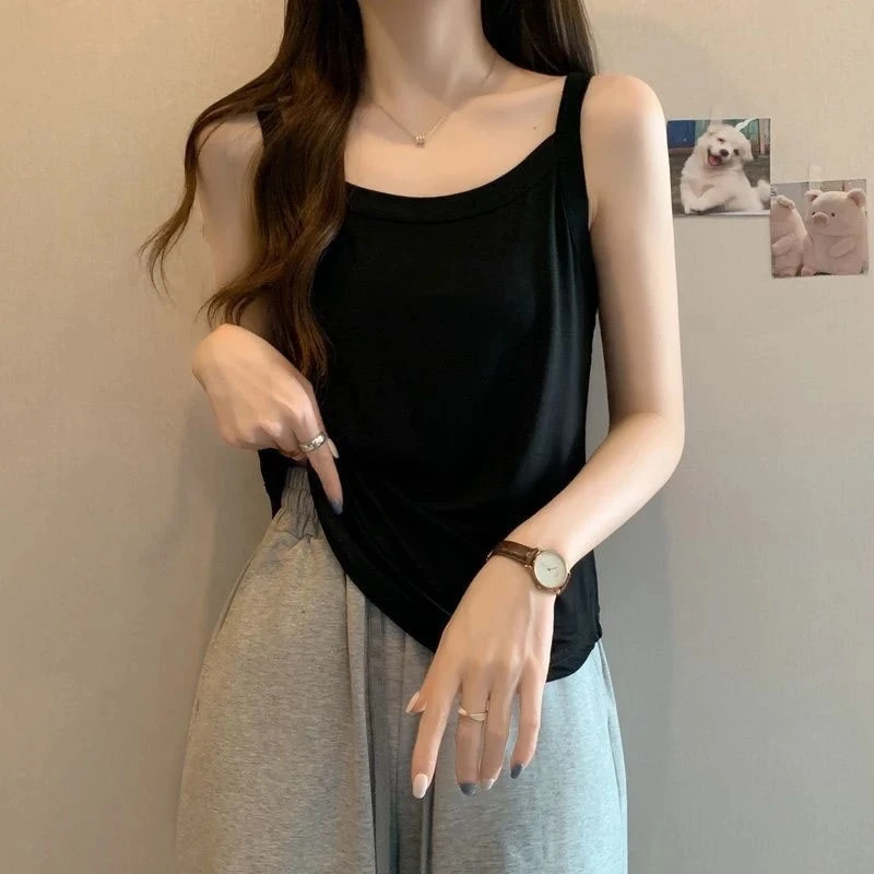 -吊带女纯色百搭无袖内搭外穿宽松上衣胖mm甜美春夏打底衫