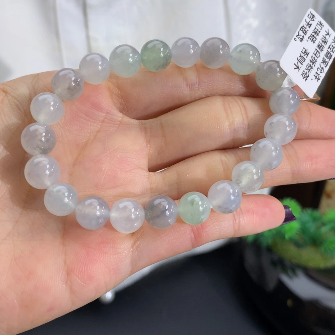 翡翠未镶嵌手串卡8.5-8.8冰胶乌鸡手串