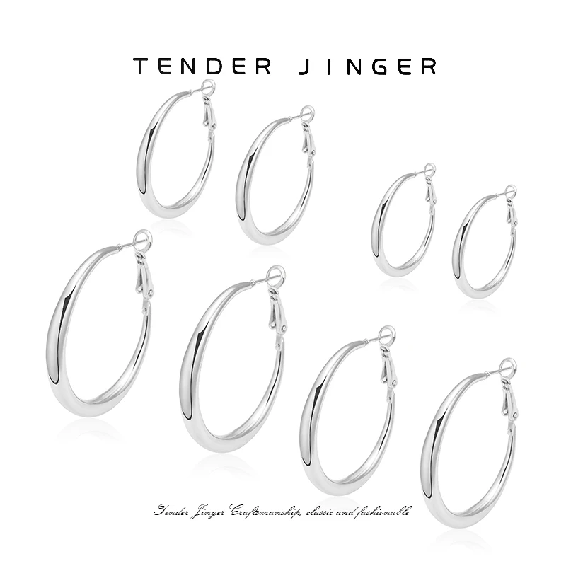 Tender Jinger 铜合金耳饰 高级感简约风素款耳扣轻奢耳圈轻奢