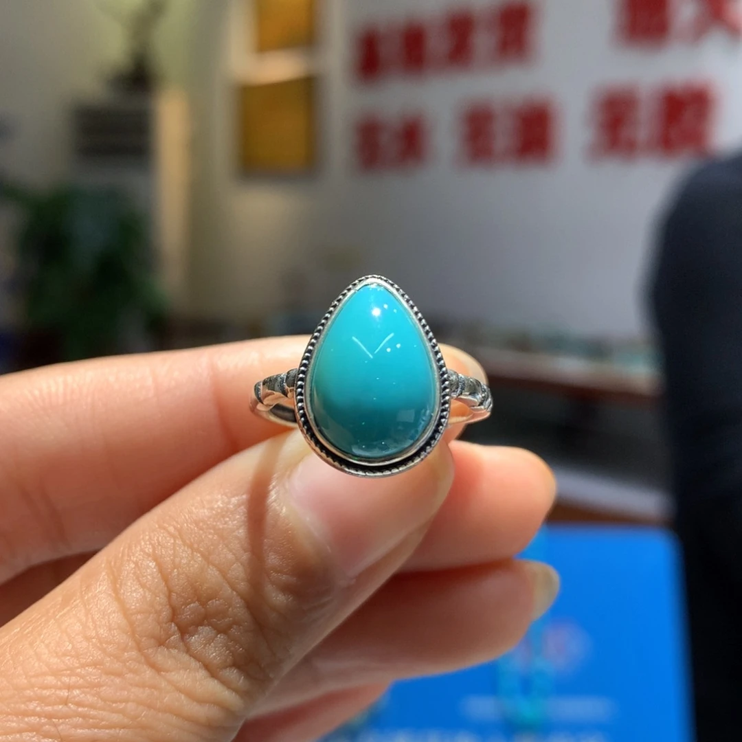 银S925镶嵌绿松石戒指