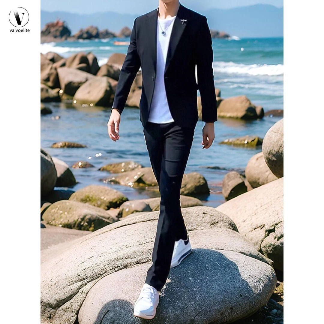 VALVOELITE休闲西服套装男礼服高级痞帅商务正装职业高端修身外套