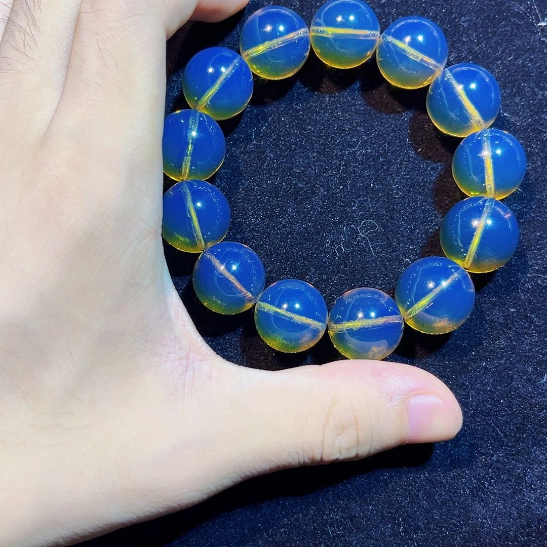 墨***！蓝珀未镶嵌珠宝奇石17mm