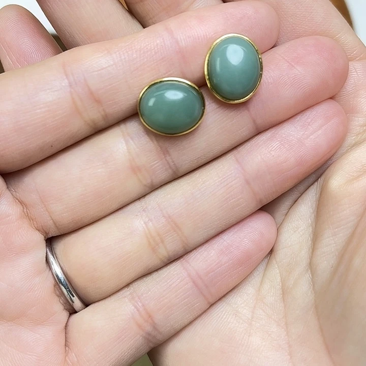 和田玉银S925镶嵌耳饰