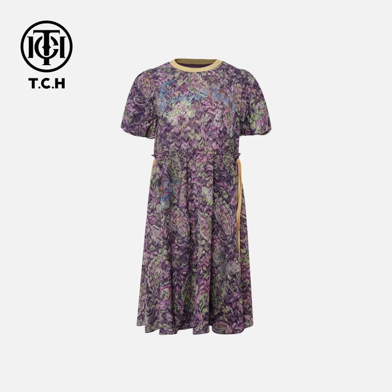 TCH私服烫钻工艺新时尚淑女百搭新潮流连衣裙T75B30E5207轻奢tch
