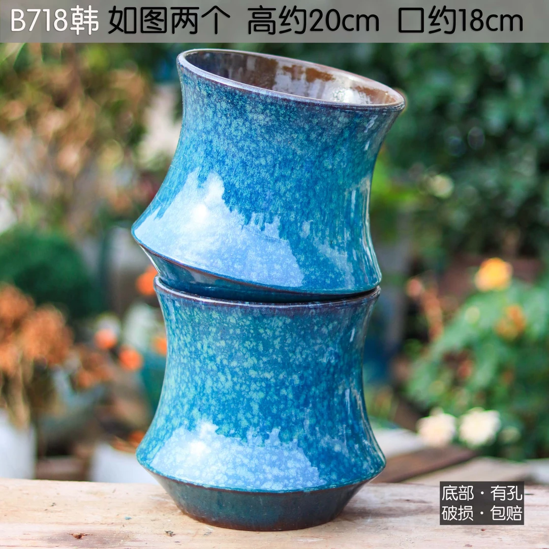 简约粗陶大口径透气多肉兰花高花盆老桩植物家庭盆栽盆景三角梅用