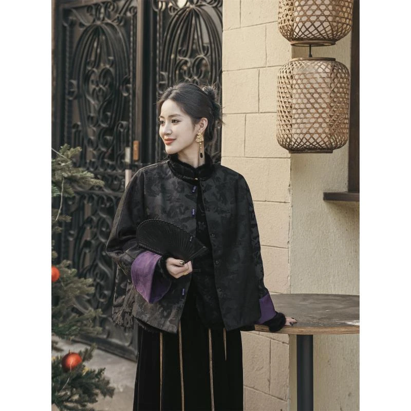 仫赐【紫薇阁】新中式唐装盘扣老钱风外套24棉服盘扣上衣MCFMF1280
