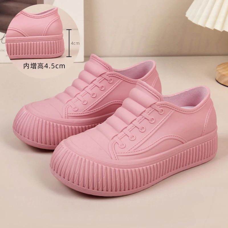 内增高新款女式防水鞋防滑雨季时尚雨鞋时尚休闲四季短筒套脚胶鞋