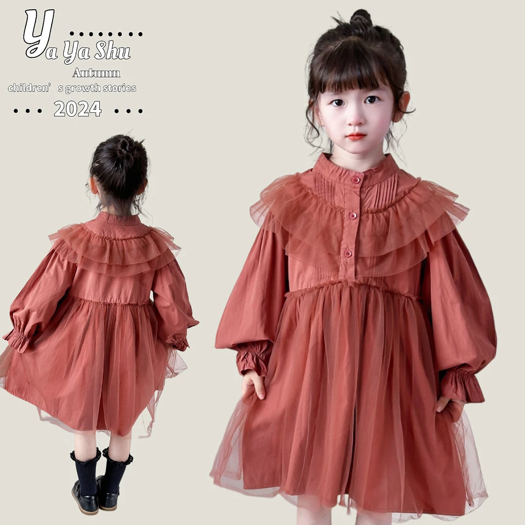 3-6岁女童公主裙洋气女孩休闲简约衬衫裙子纱裙春秋宝宝棉布裙