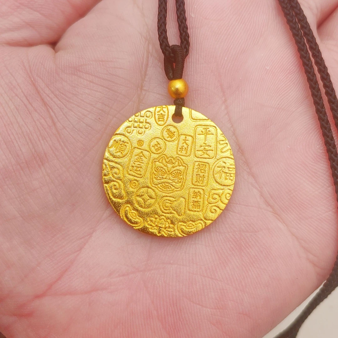 合金吊坠 时尚精美复古平安喜乐吉言吊坠项链饰品手工金色挂坠08