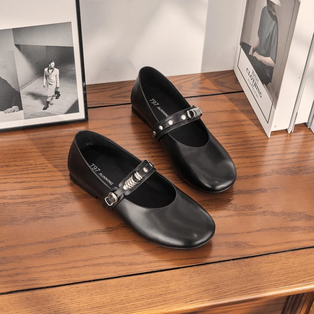 2025春季新款法式气质圆头低跟一字扣带百搭浅口单鞋女G730