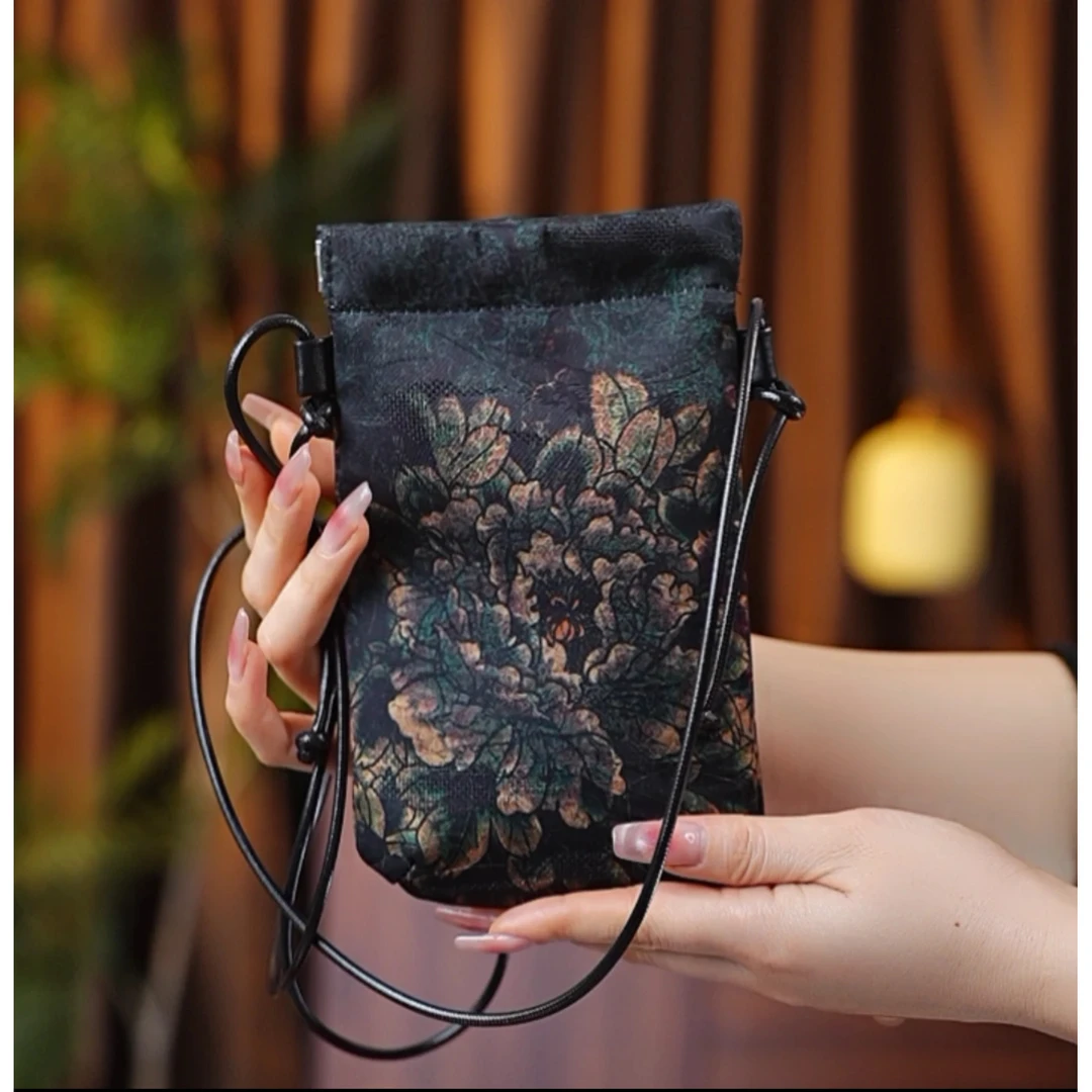 繁花似锦 手机包卡包零钱包挎包小包龟裂纹印