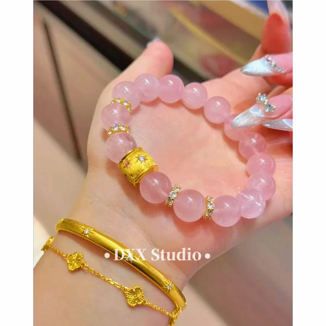 铜合金仿水晶手链 小众设计粉色系百搭手链47273
